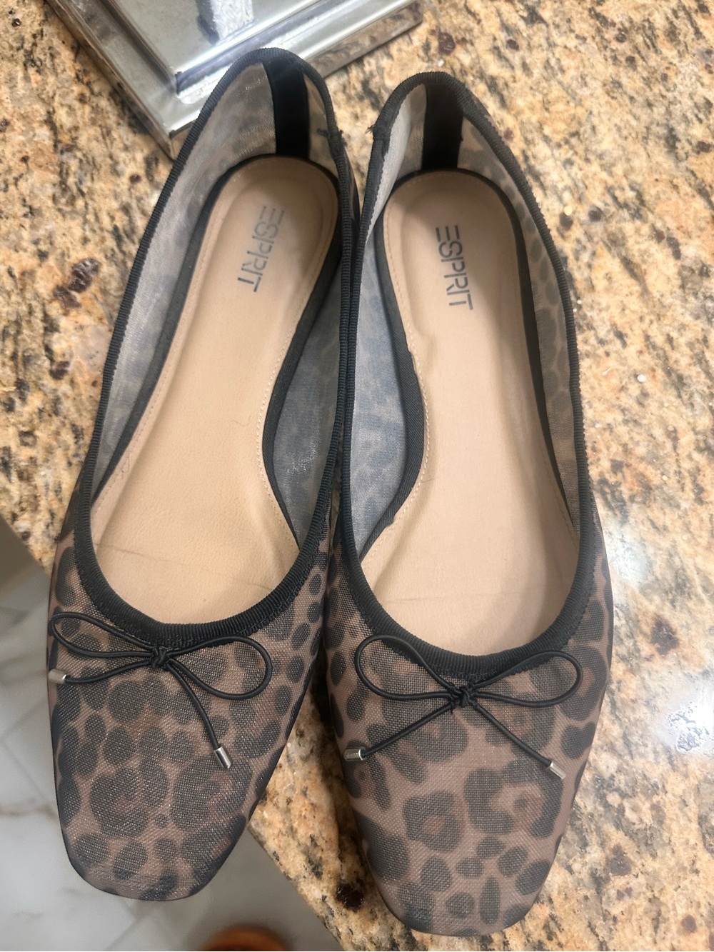Esprit Leopard Print Ballet Flats in Brown and Black